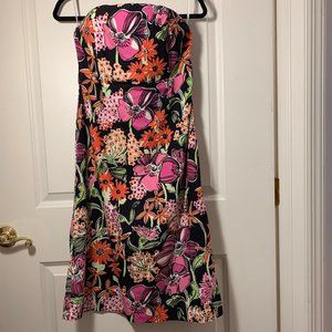 Lilly Pulitzer Size 8 Strapless Midi Cotton Dress